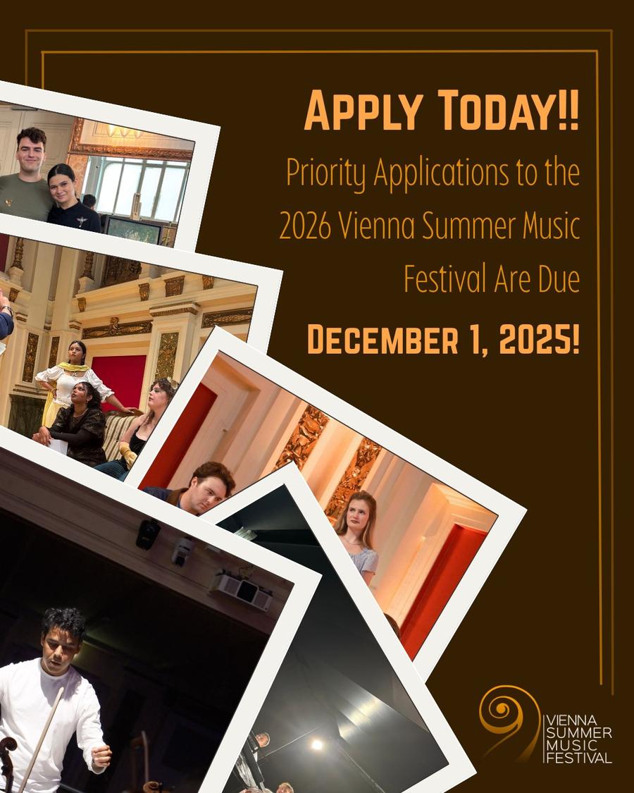 Apply today to be a part of the 2026 Vienna Summer Music Festival As a Singer, from the festival's Instagram