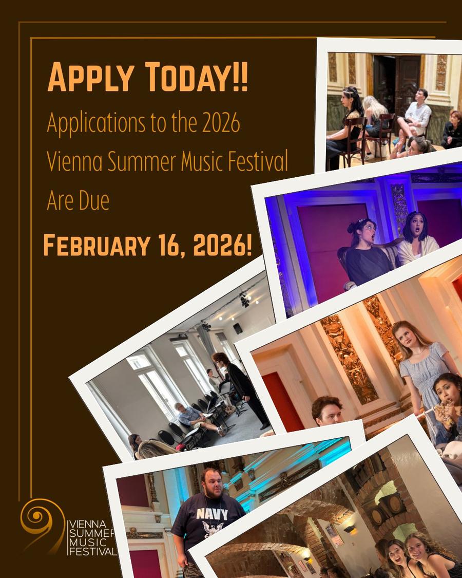 Applications to the 2026 season of the Vienna Summer Music Festival are due this month..., from the festival's Instagram