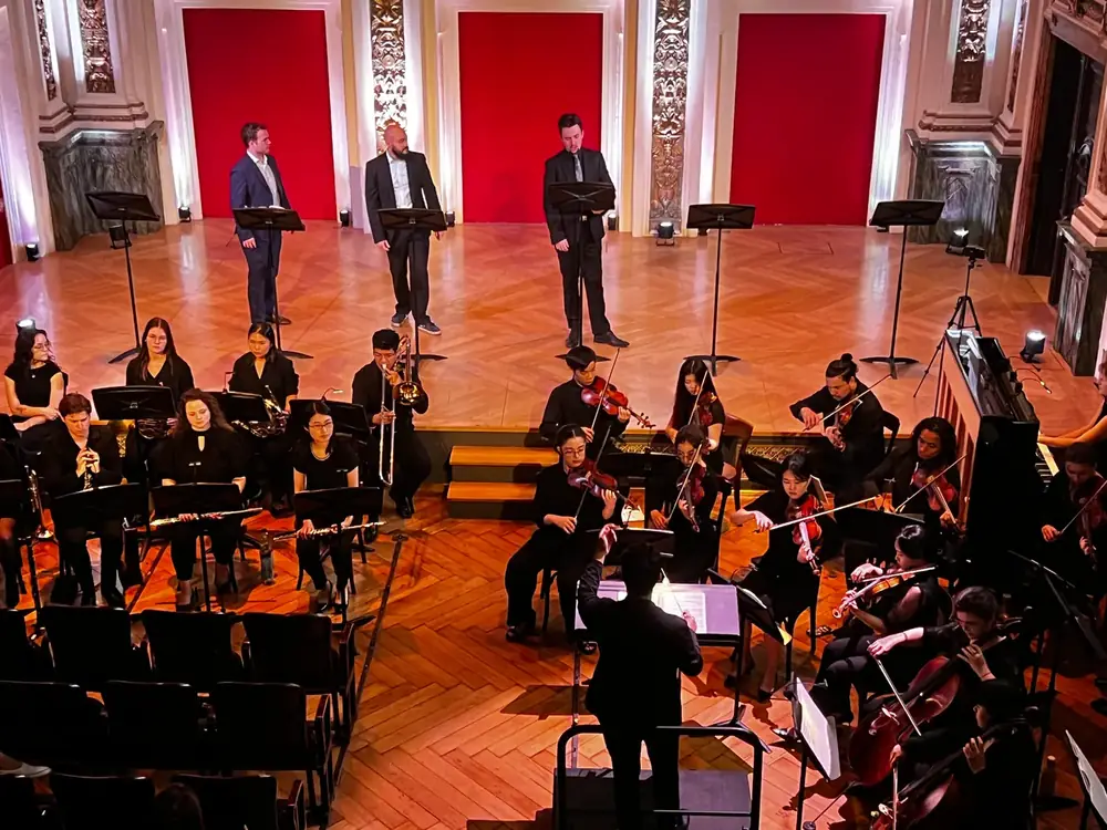 Festival orchestra musicians in rehearsal